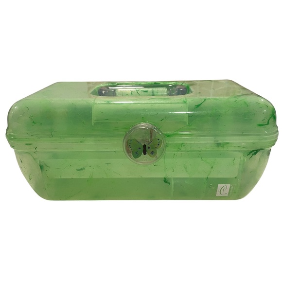 Caboodles Handbags - Vintage Caboodles Case Makeup Cosmetic Organizer 90s Travel Green Marble Crafts